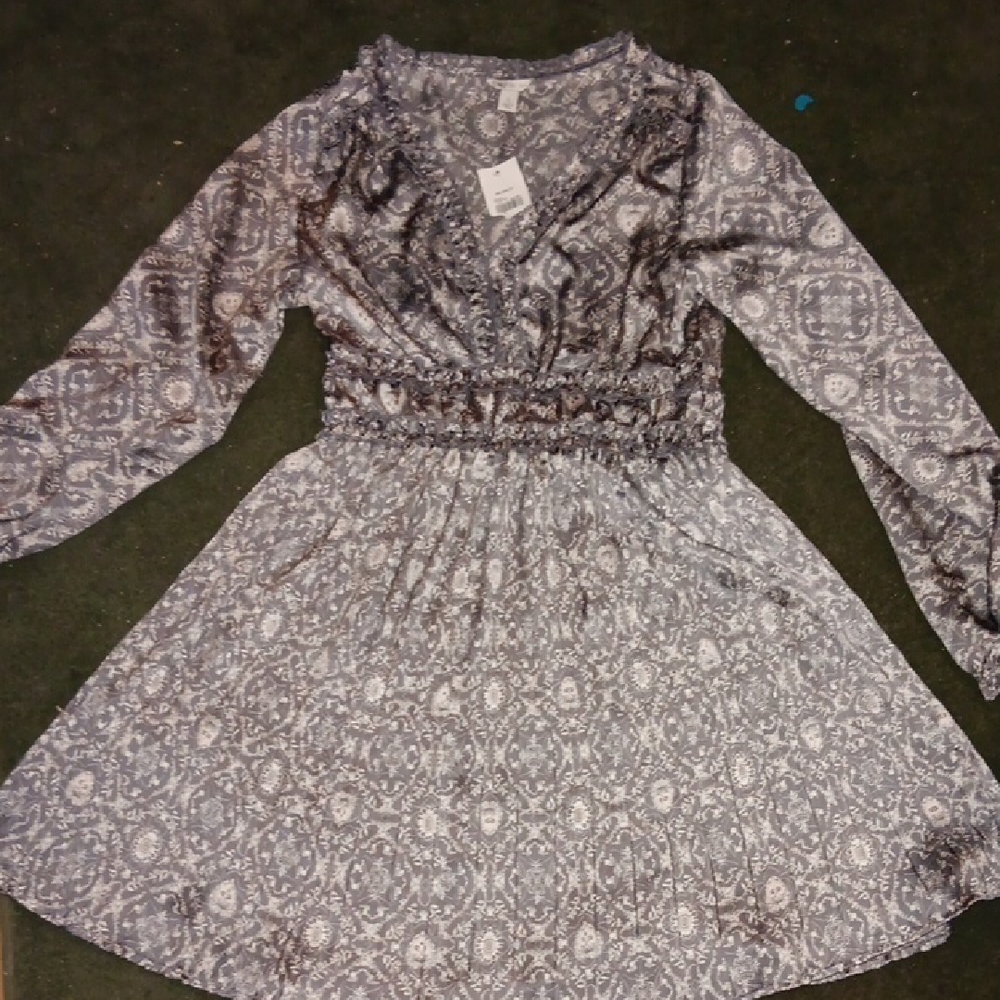 Cato Gray and White Floral Dress